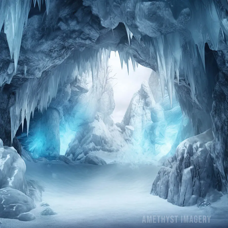 Kate Winter Frozen Ice Cave Backdrop Designed by Angela Marie Photography