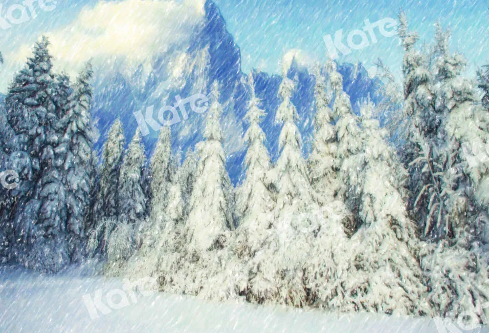 Kate Winter Snow Scene Forest Backdrop Designed by GQ