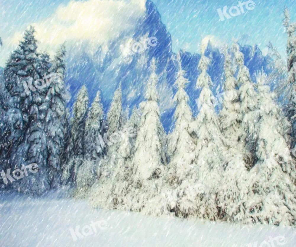 Kate Winter Snow Scene Forest Backdrop Designed by GQ