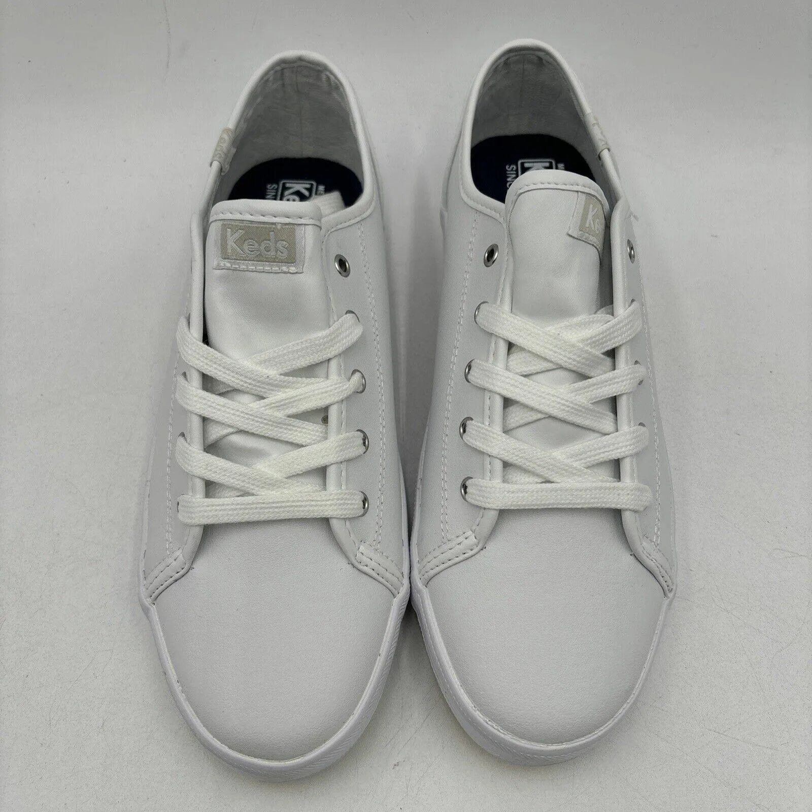 Keds KICKSTART White Leather Round Toe Low Top Lace Up Sneakers, Size 6M - Very Good