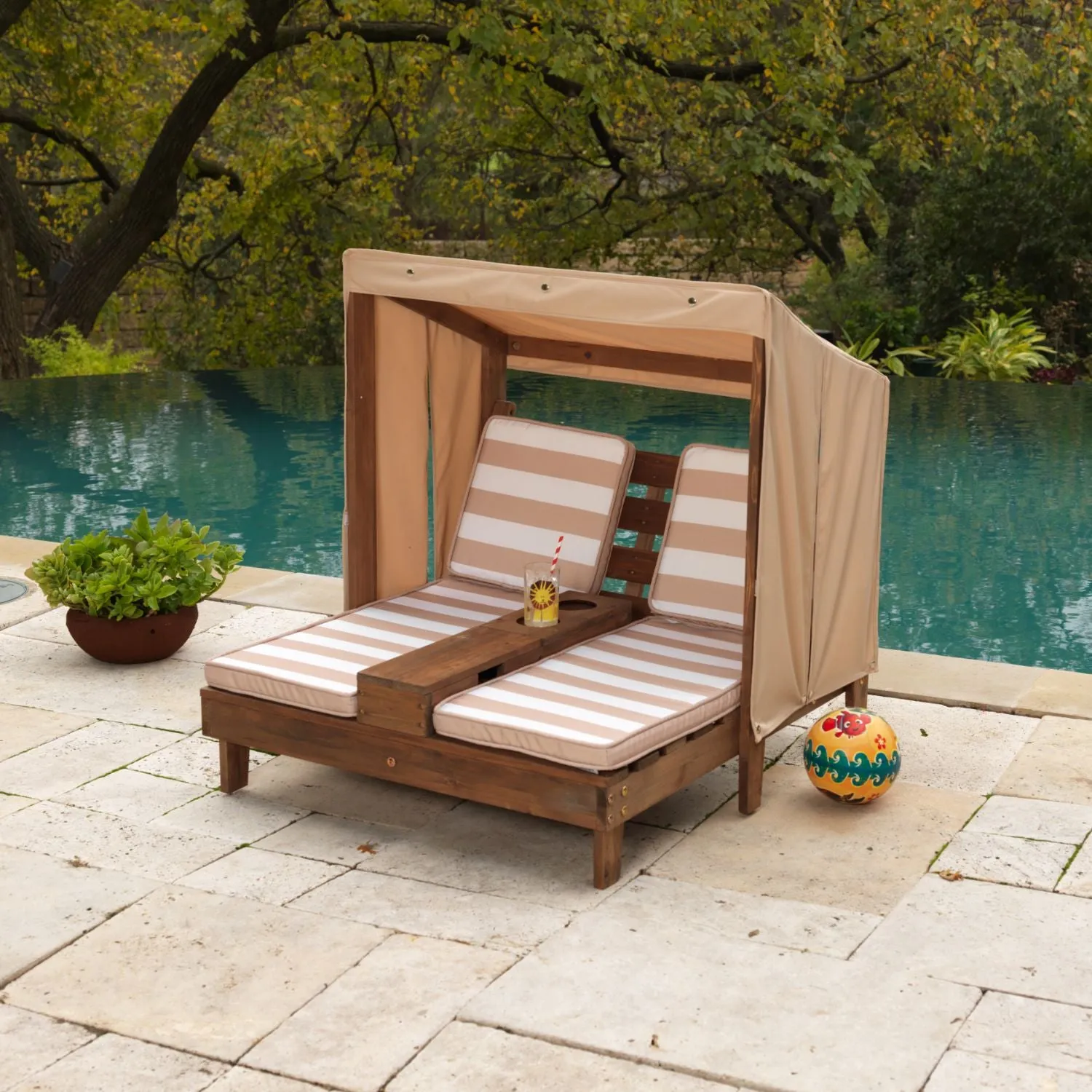 KidKraft Double Outdoor Chaise Lounge - Espresso