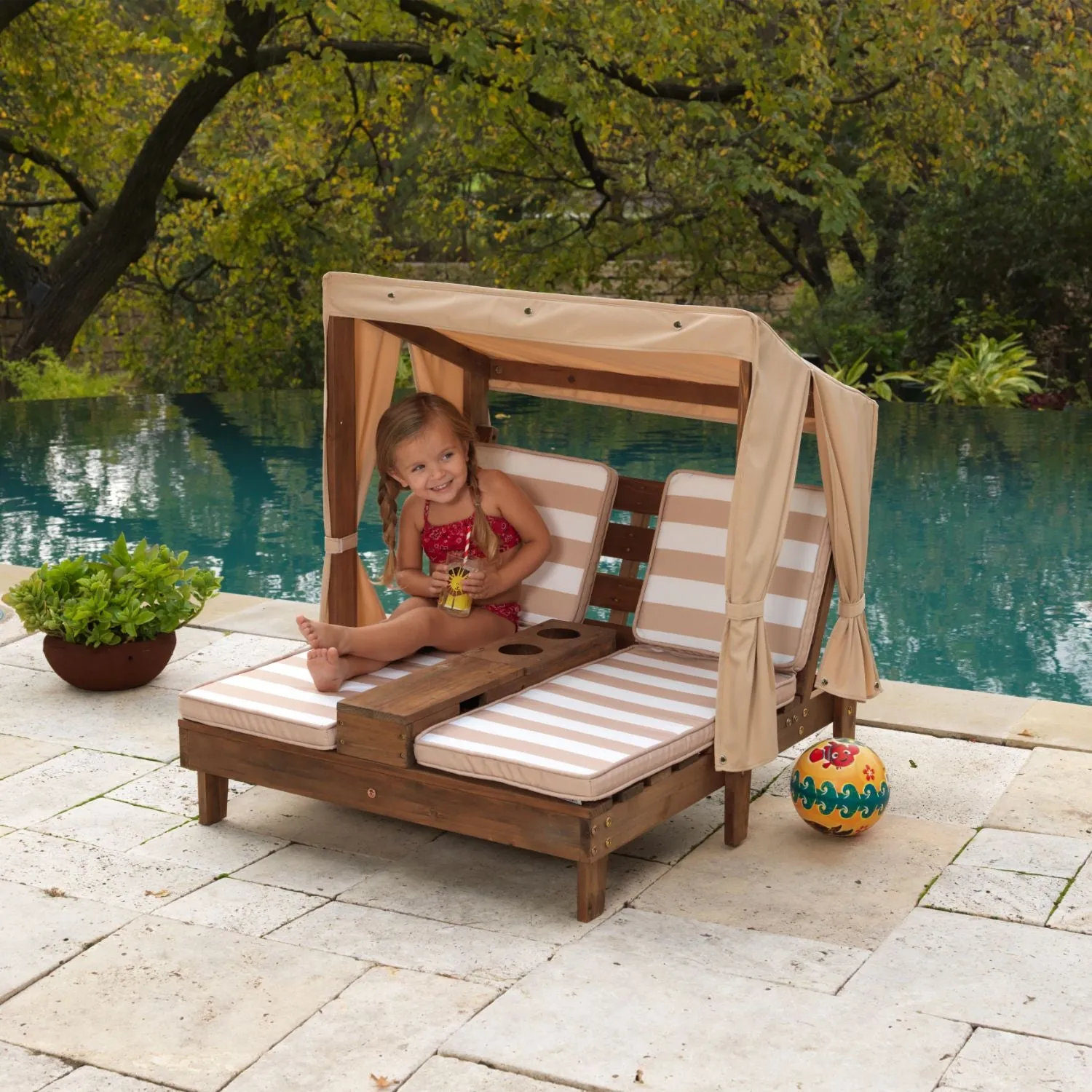 KidKraft Double Outdoor Chaise Lounge - Espresso