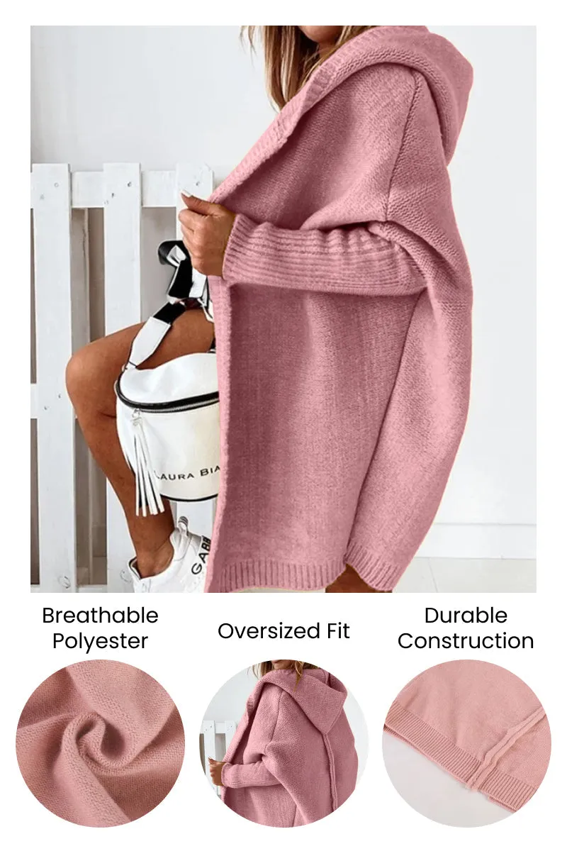 Knit Aura™ | Women's Knitted Hooded Coat | Soft Acrylic, Cozy Design & Warmth for Cold Weather