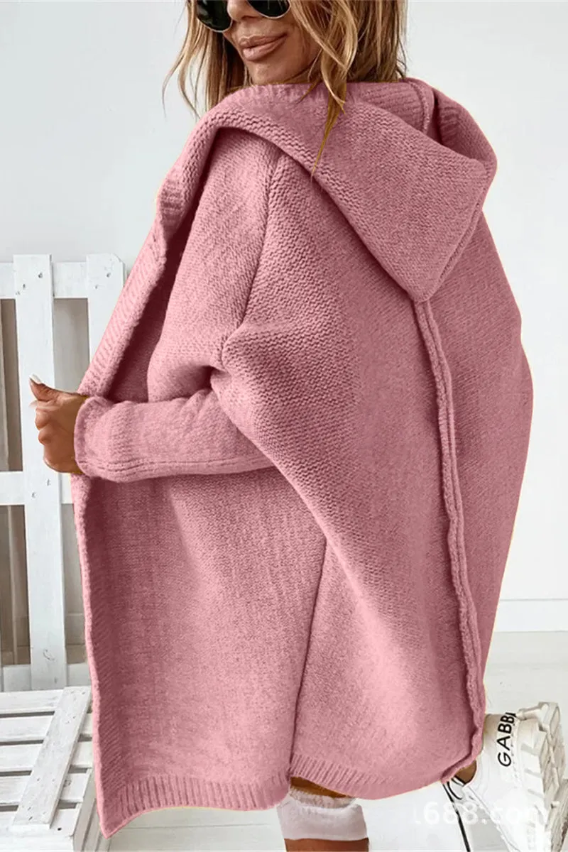Knit Aura™ | Women's Knitted Hooded Coat | Soft Acrylic, Cozy Design & Warmth for Cold Weather