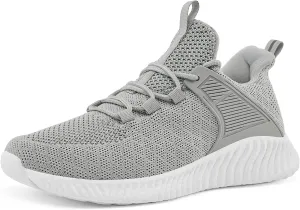 KPP Mens Running Shoes Walking Tennis Gym Sneakers Slip On Memory Foam Lightweight Shoes Grey 10