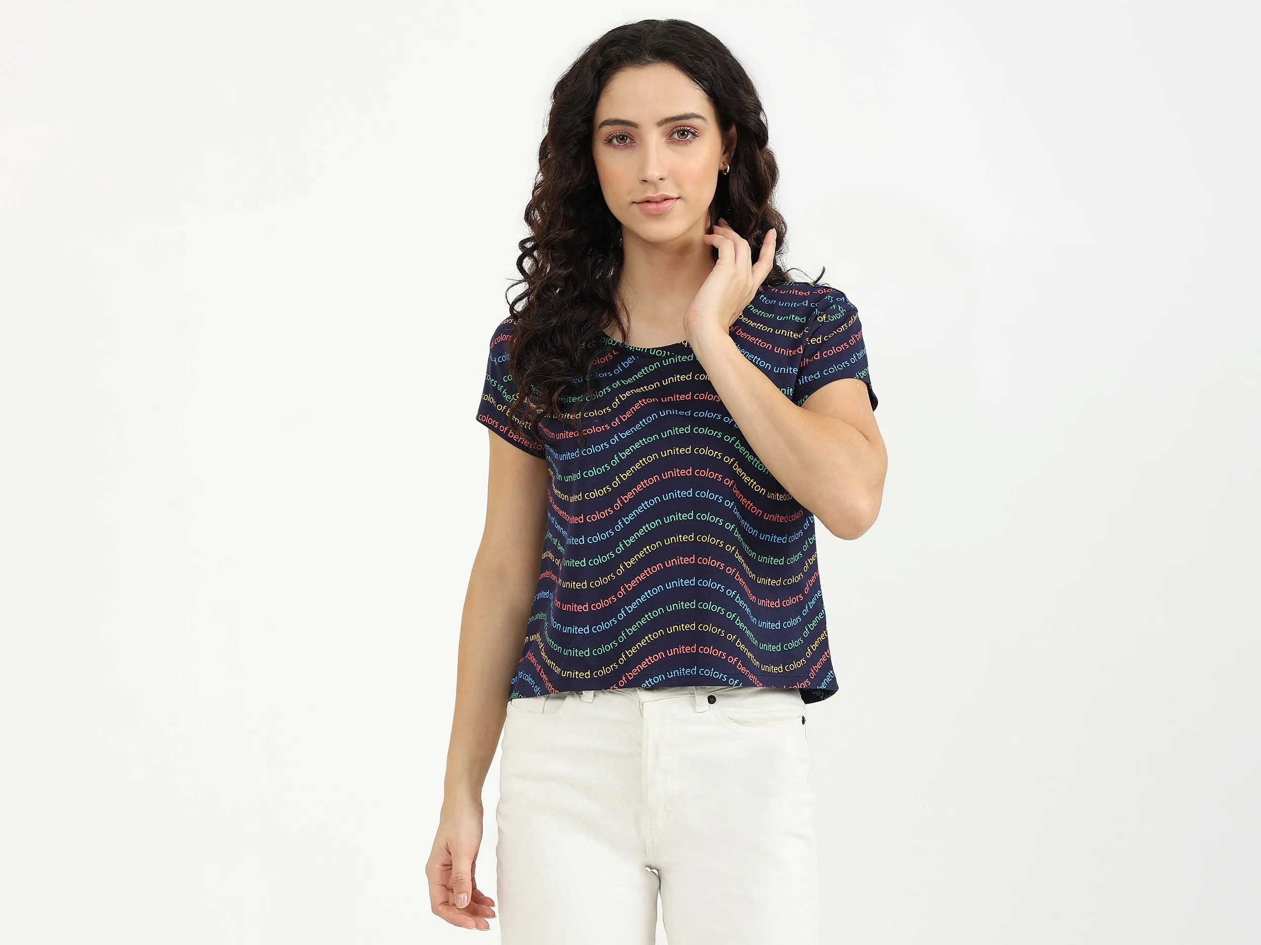 Ladies Round Neck Printed Top