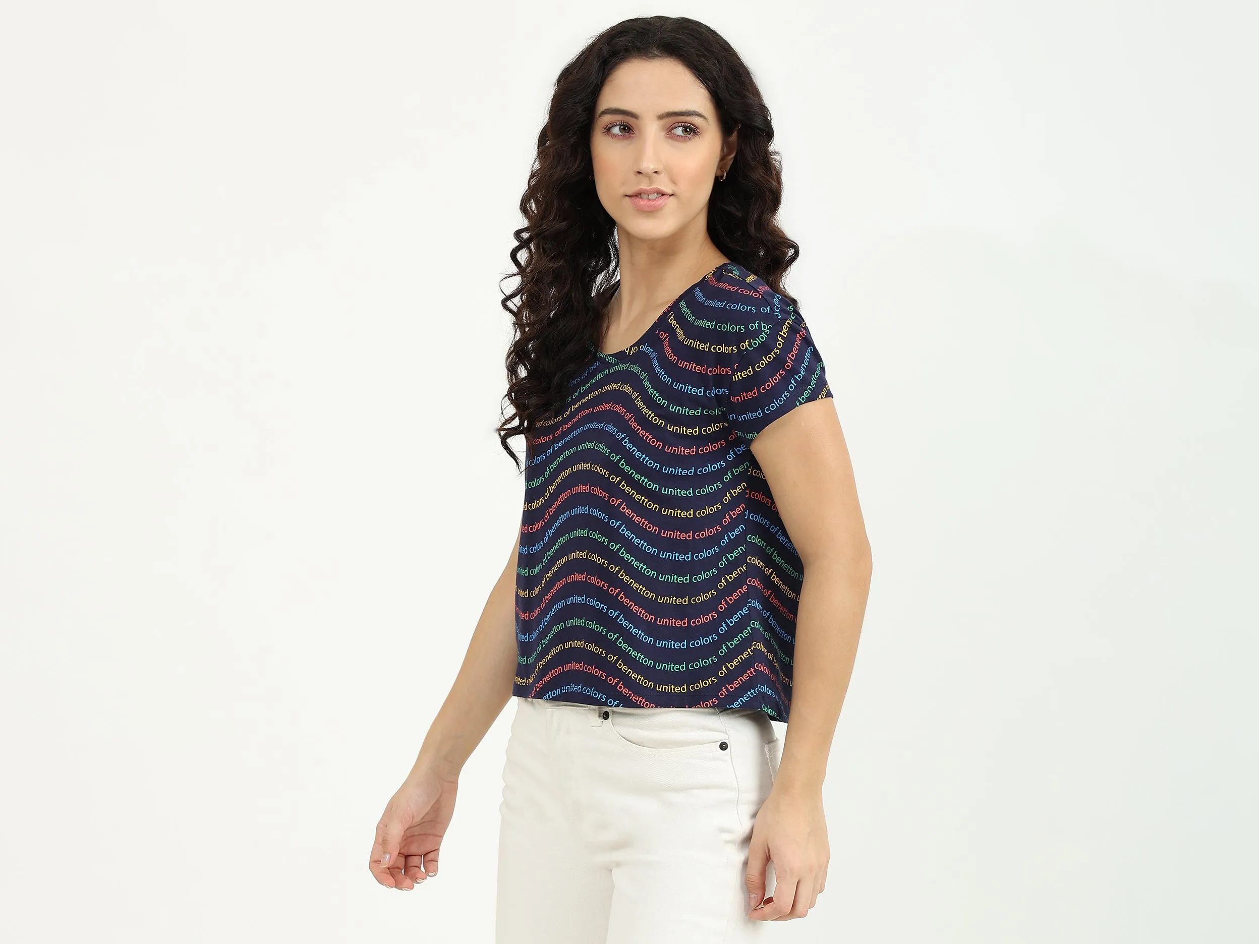 Ladies Round Neck Printed Top