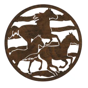 Lasercut Horses Outdoor Metal Wall Décor,6m588