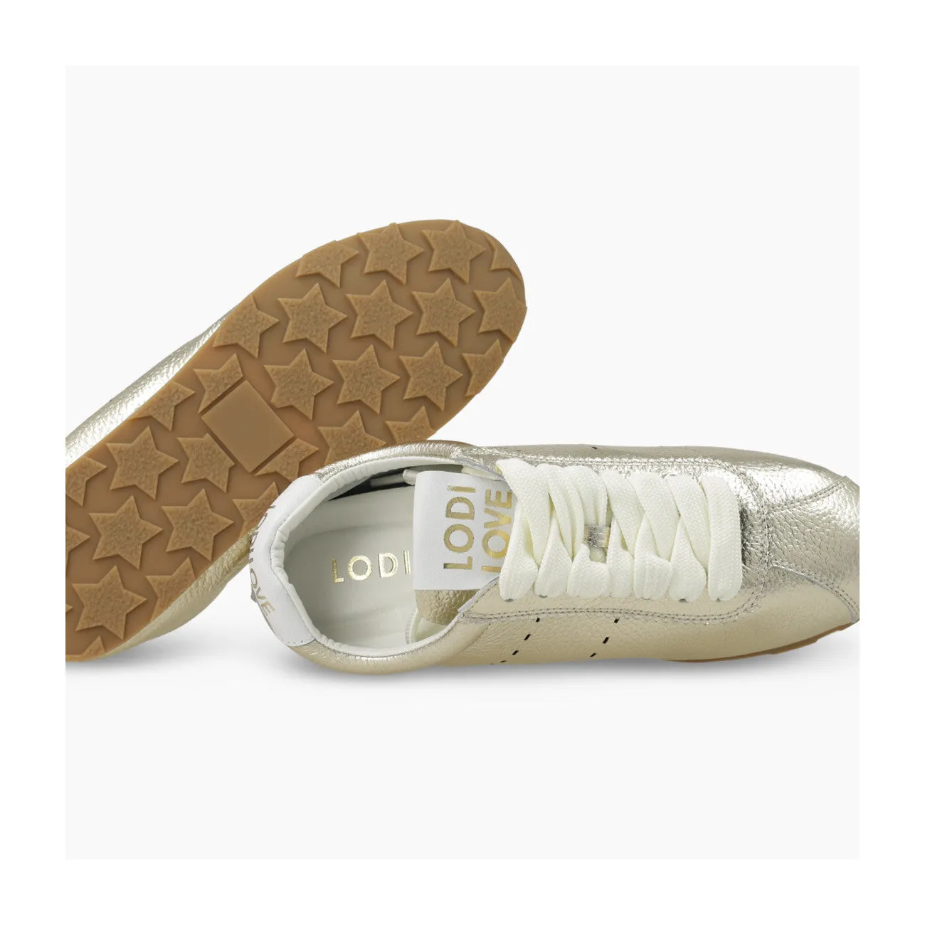 LODI Metallic Gold Leather Trainers