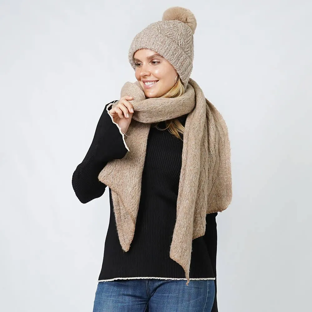 Lurex Knit Hat Scarf Set