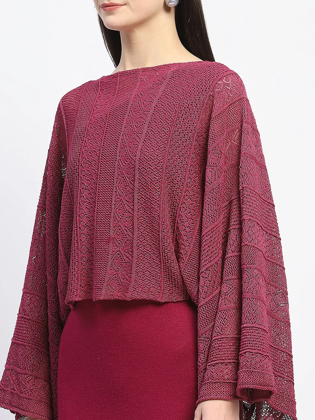 Madame Bodycon Dress and Top Wine Red Knitted Co-ord Set