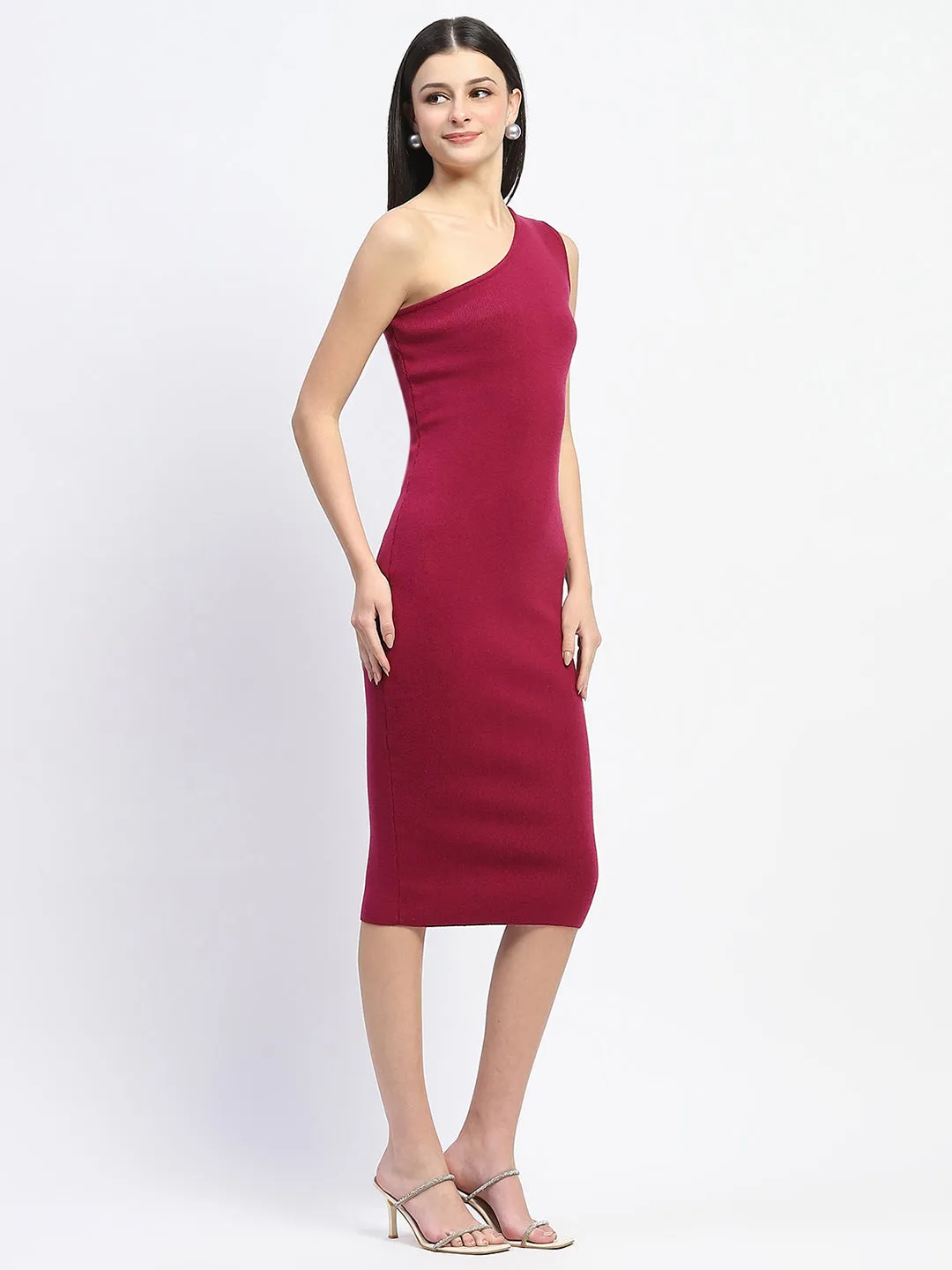 Madame Bodycon Dress and Top Wine Red Knitted Co-ord Set