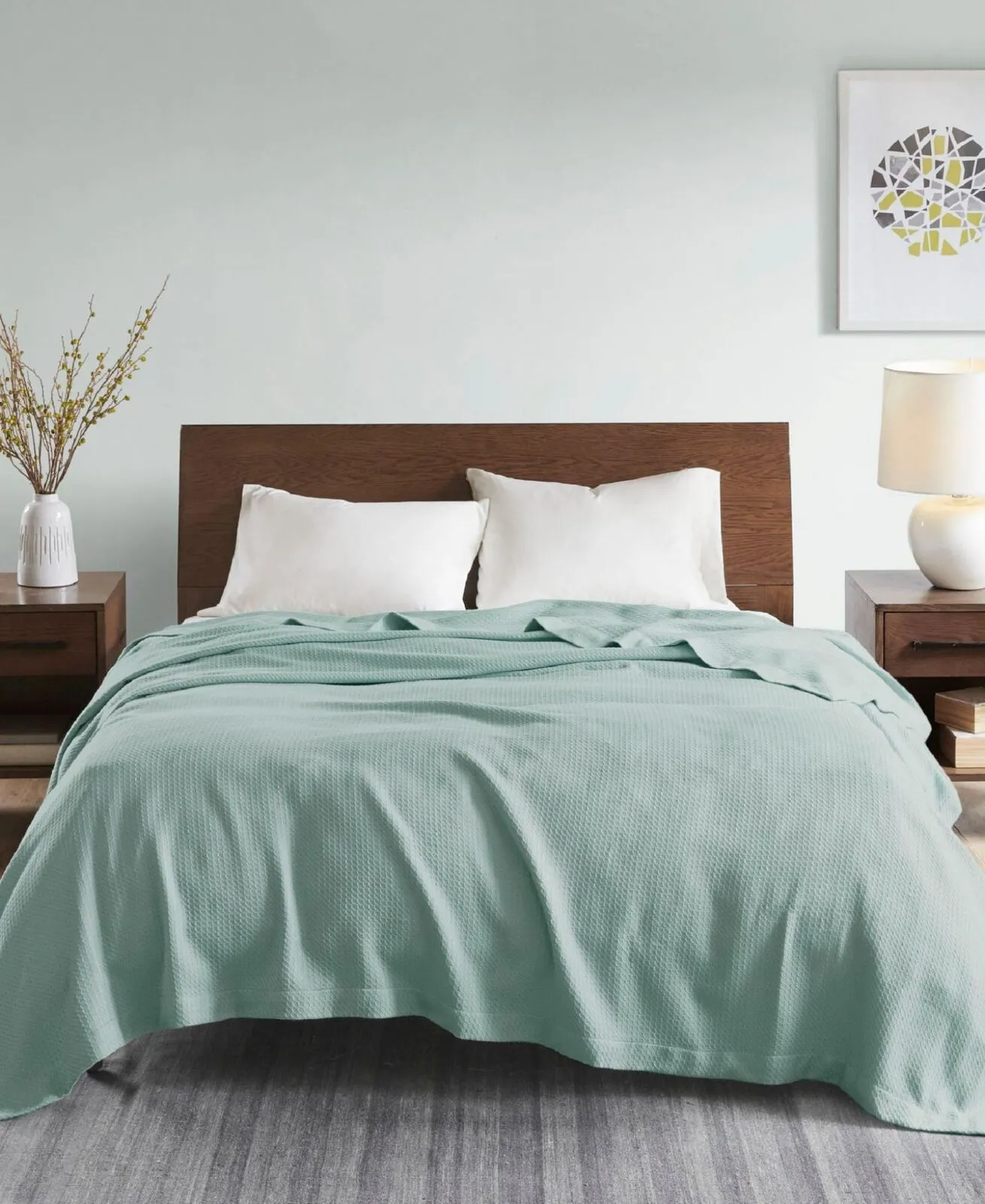 Madison Park Egyptian Cotton Breathable Weave Blanket Seafoam Green King