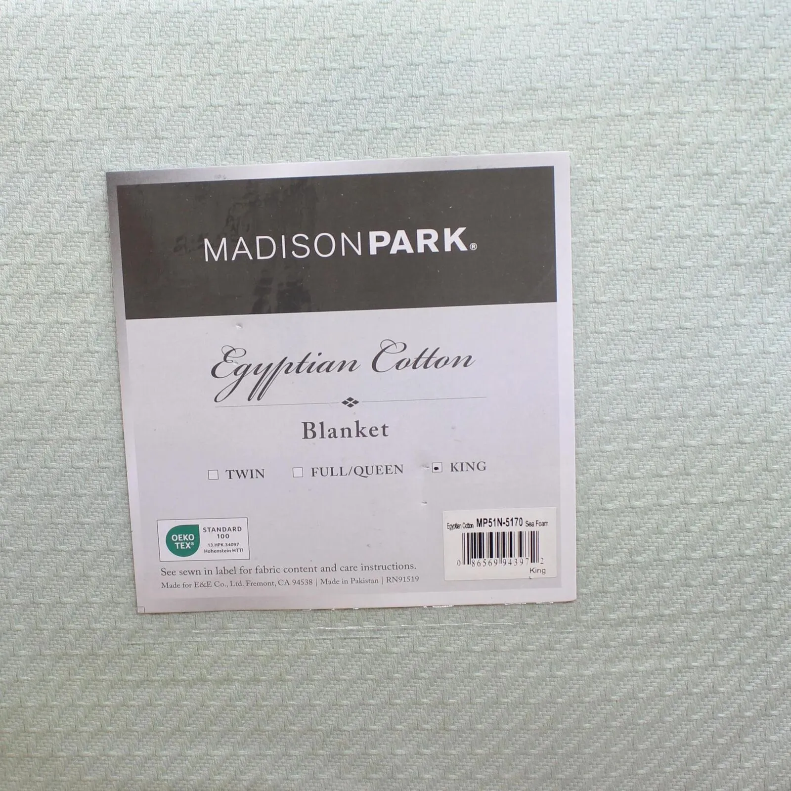 Madison Park Egyptian Cotton Breathable Weave Blanket Seafoam Green King