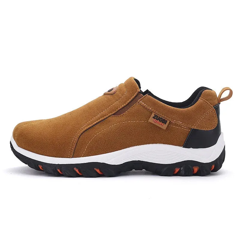 Manila | Men's Lightweight Slip-On Hiking Shoes - PU Leather Climbing Footwear with Soft Rubber Sole for Outdoor Jogging and Trekking