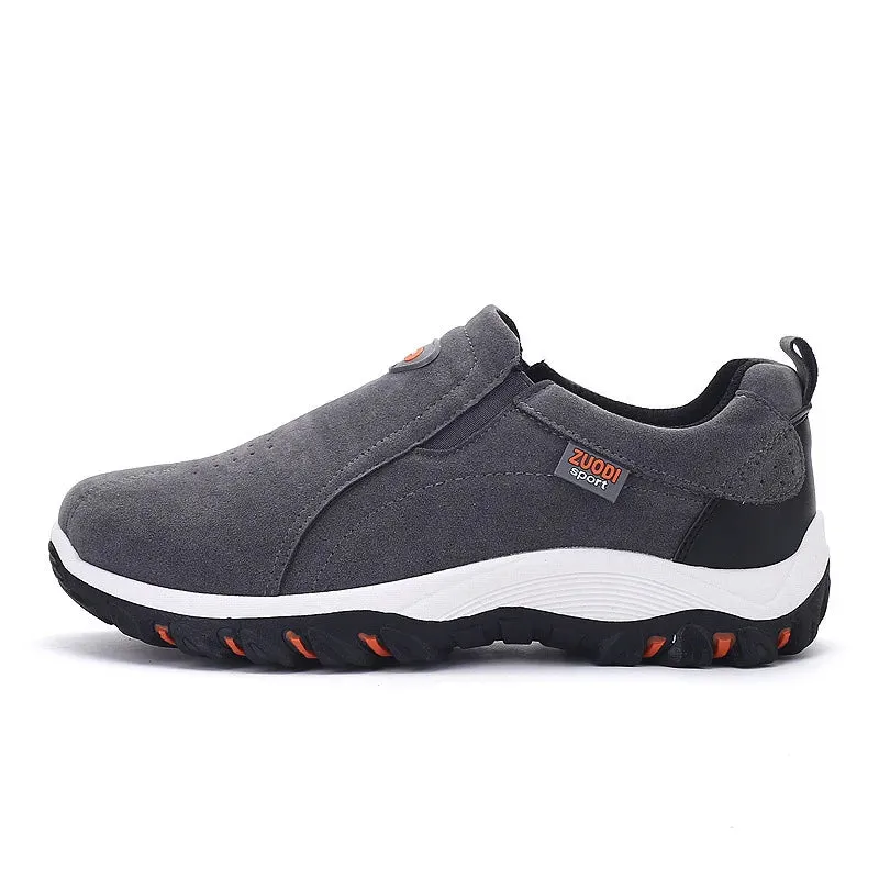 Manila | Men's Lightweight Slip-On Hiking Shoes - PU Leather Climbing Footwear with Soft Rubber Sole for Outdoor Jogging and Trekking