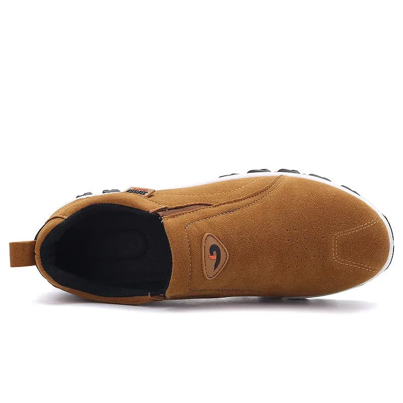 Manila | Men's Lightweight Slip-On Hiking Shoes - PU Leather Climbing Footwear with Soft Rubber Sole for Outdoor Jogging and Trekking