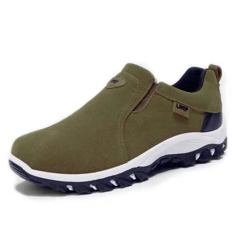 Manila | Men's Lightweight Slip-On Hiking Shoes - PU Leather Climbing Footwear with Soft Rubber Sole for Outdoor Jogging and Trekking