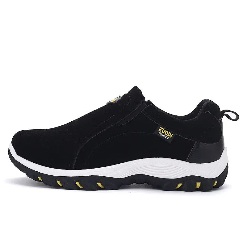 Manila | Men's Lightweight Slip-On Hiking Shoes - PU Leather Climbing Footwear with Soft Rubber Sole for Outdoor Jogging and Trekking