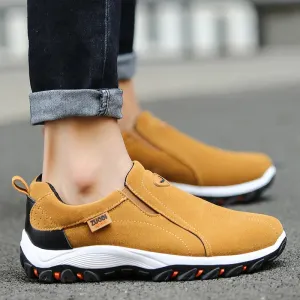 Manila | Men's Lightweight Slip-On Hiking Shoes - PU Leather Climbing Footwear with Soft Rubber Sole for Outdoor Jogging and Trekking