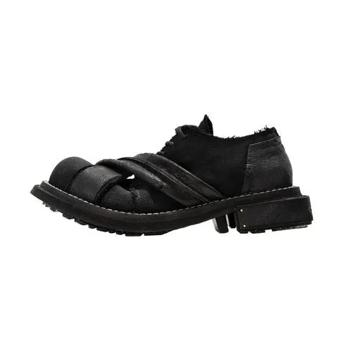 Men's breathable shoes with heightened thick bottom cowhide and canvas