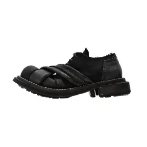 Men's breathable shoes with heightened thick bottom cowhide and canvas