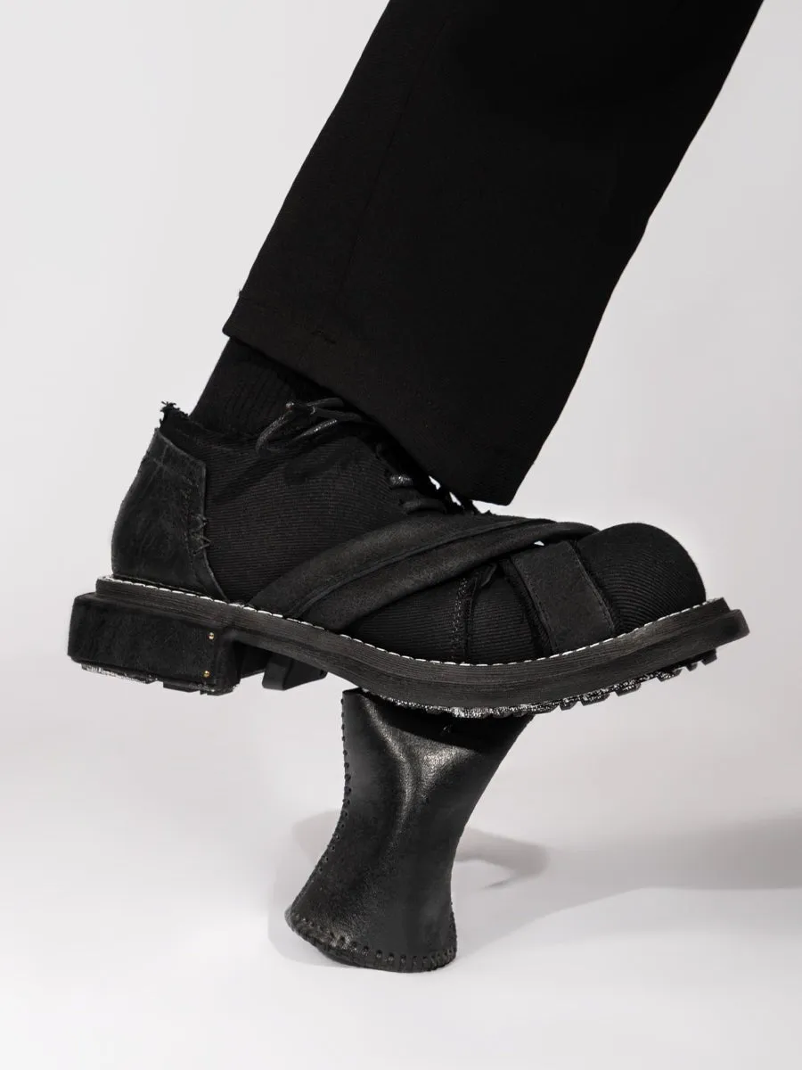 Men's breathable shoes with heightened thick bottom cowhide and canvas