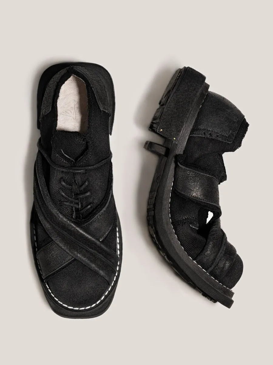 Men's breathable shoes with heightened thick bottom cowhide and canvas