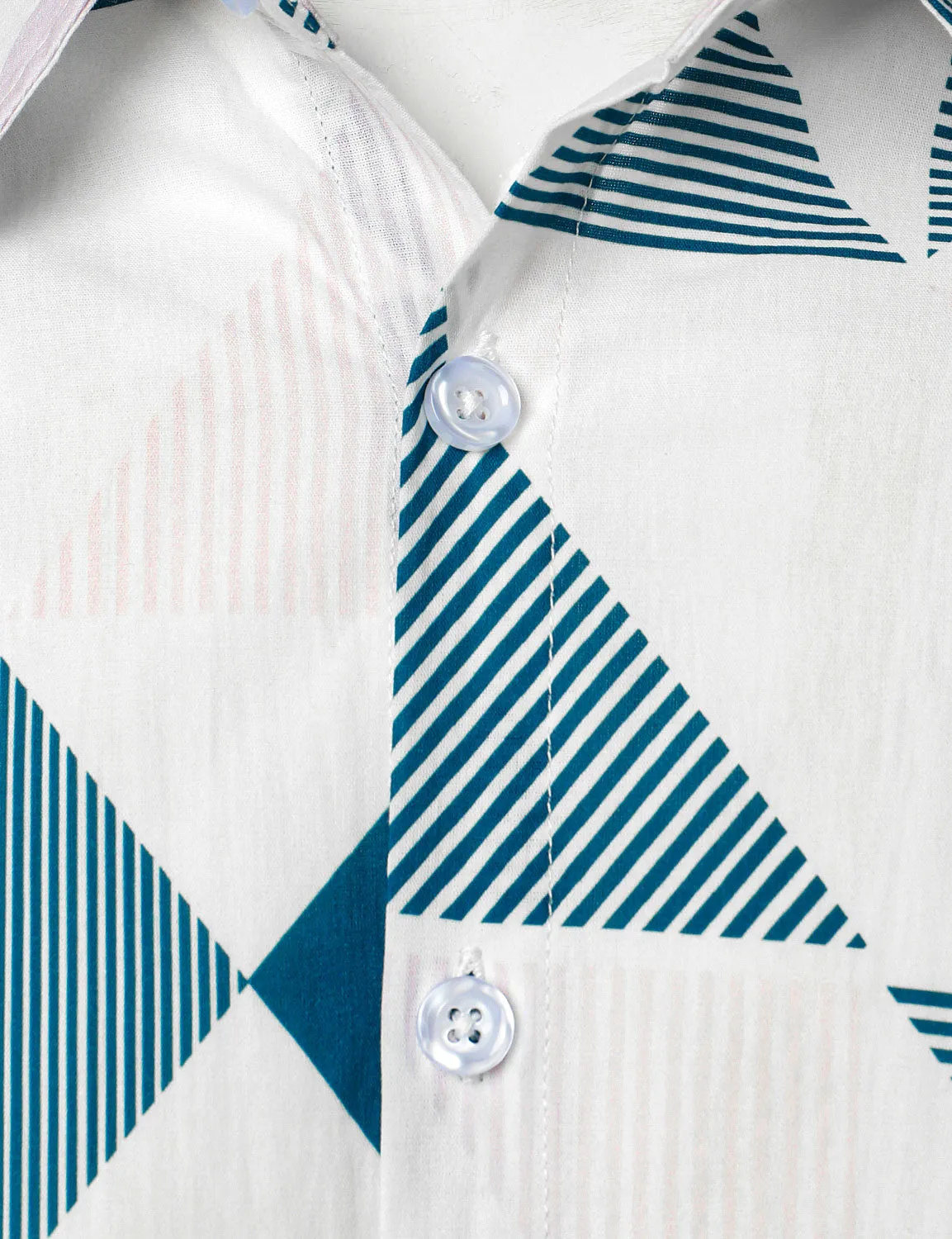 Men's Casual Art Triangle Geometric Print Long Sleeve Button Up Shirt