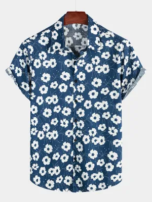 Men's Floral Print Breathable Casual Cotton Shirt