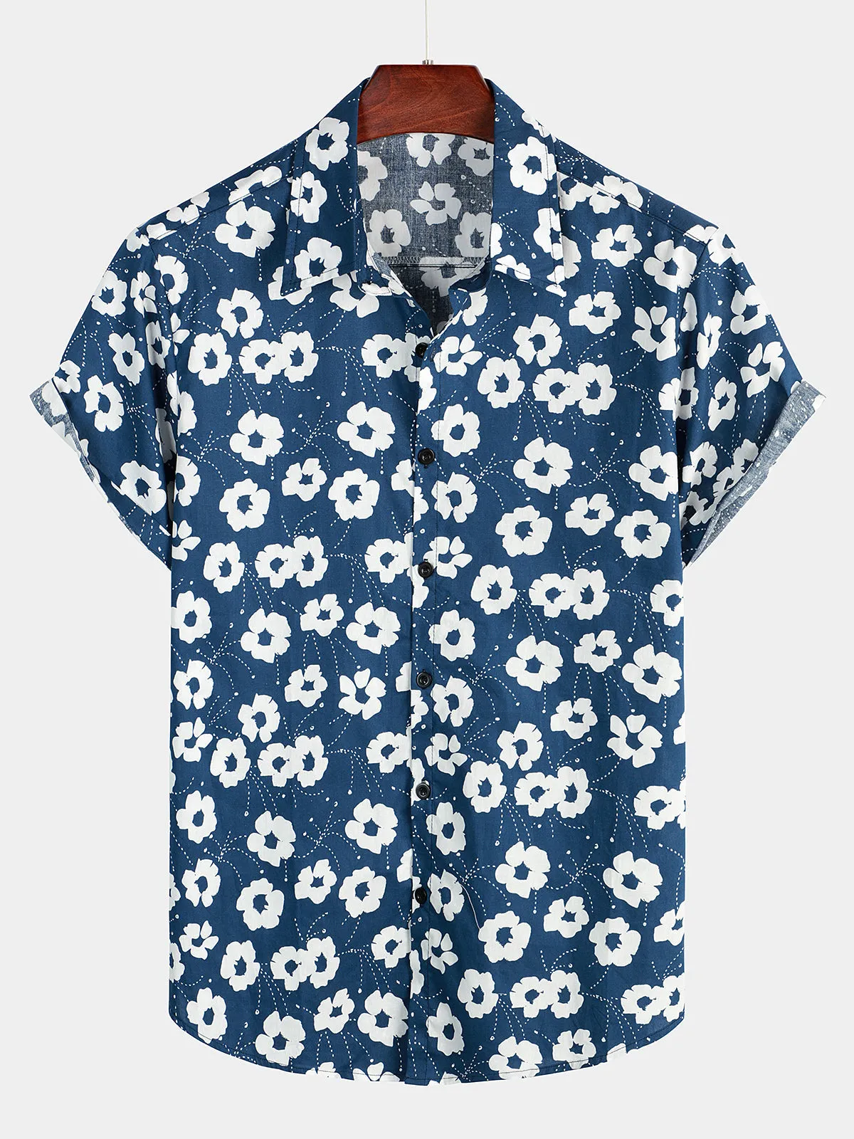 Men's Floral Print Breathable Casual Cotton Shirt