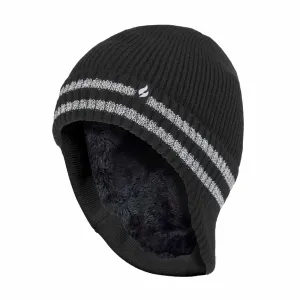 Mens Hi Vis Reflective Fleece Lined Thermal Winter Hat with Drop Neck