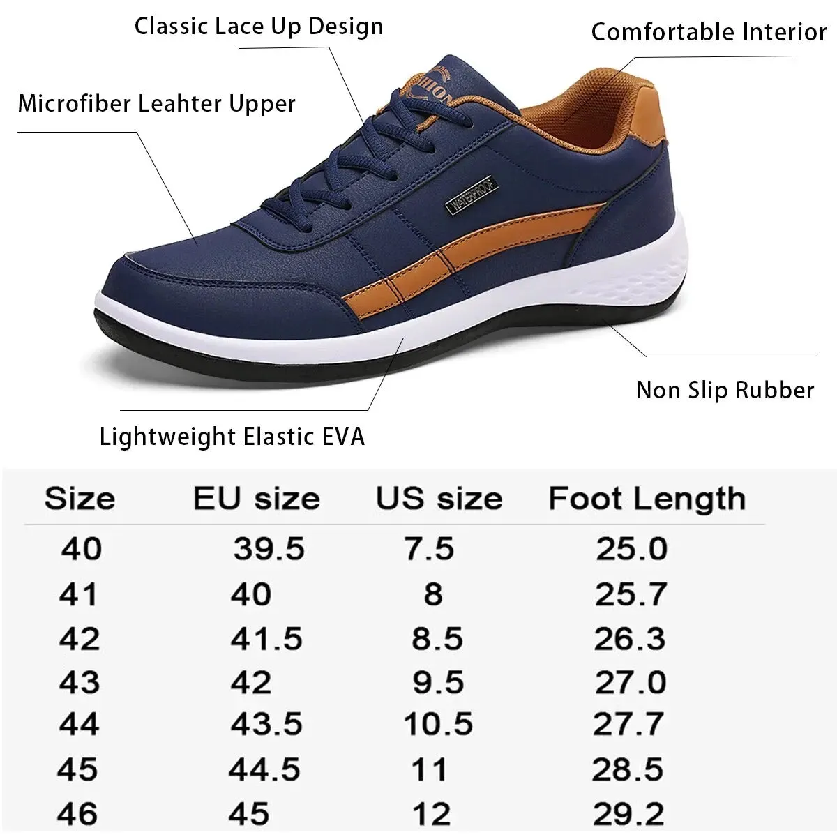 Mens Non Slip Walking Sneakers for Leisure and Sports