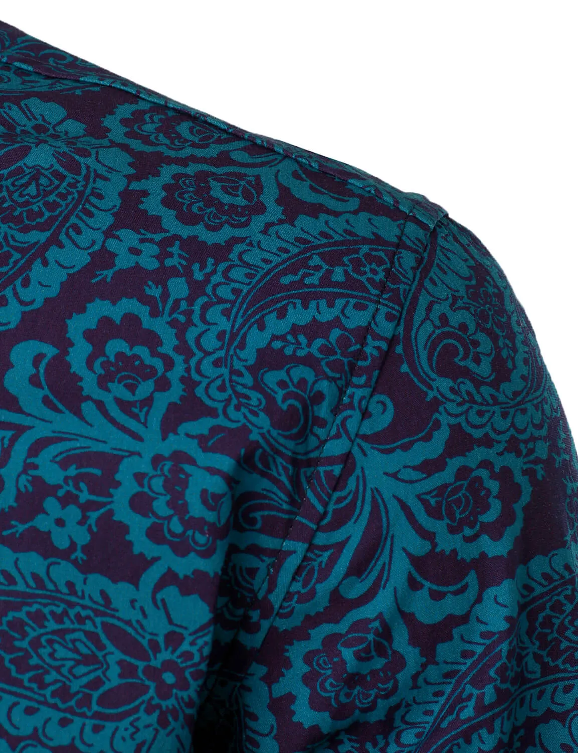 Men's Paisley Print Cotton Casual Button Up Long Sleeve Shirt