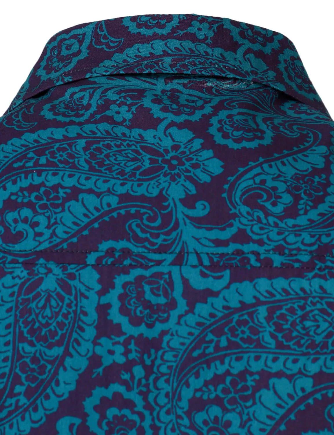 Men's Paisley Print Cotton Casual Button Up Long Sleeve Shirt