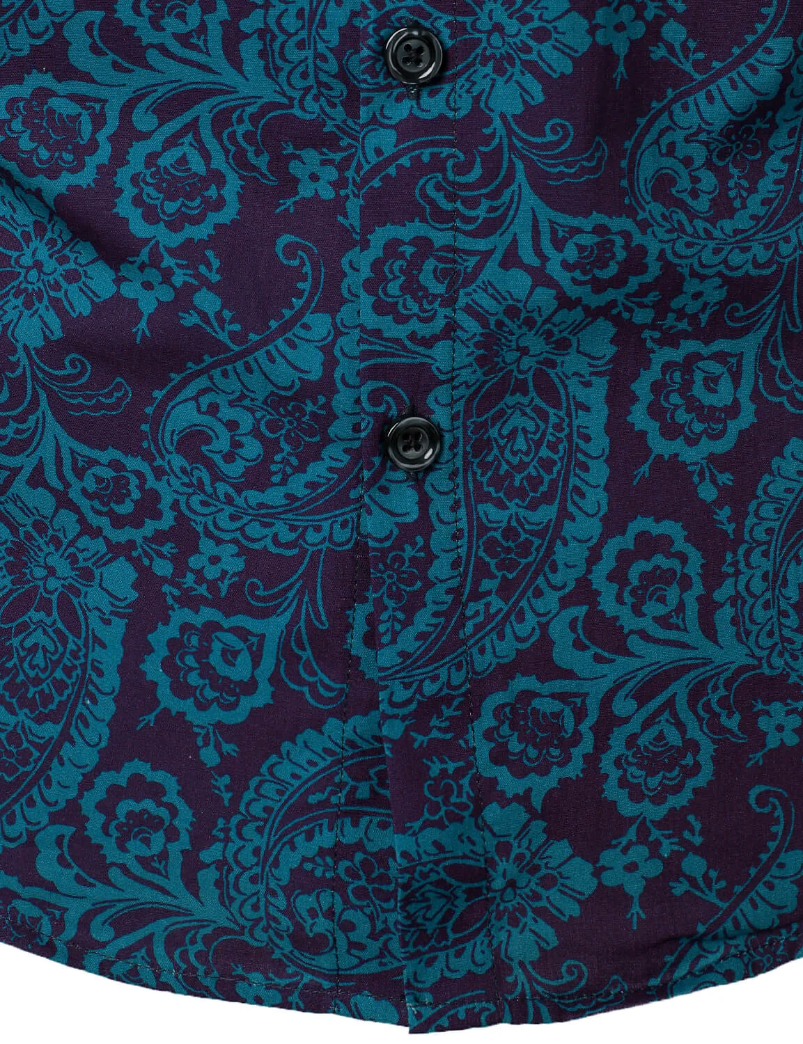 Men's Paisley Print Cotton Casual Button Up Long Sleeve Shirt