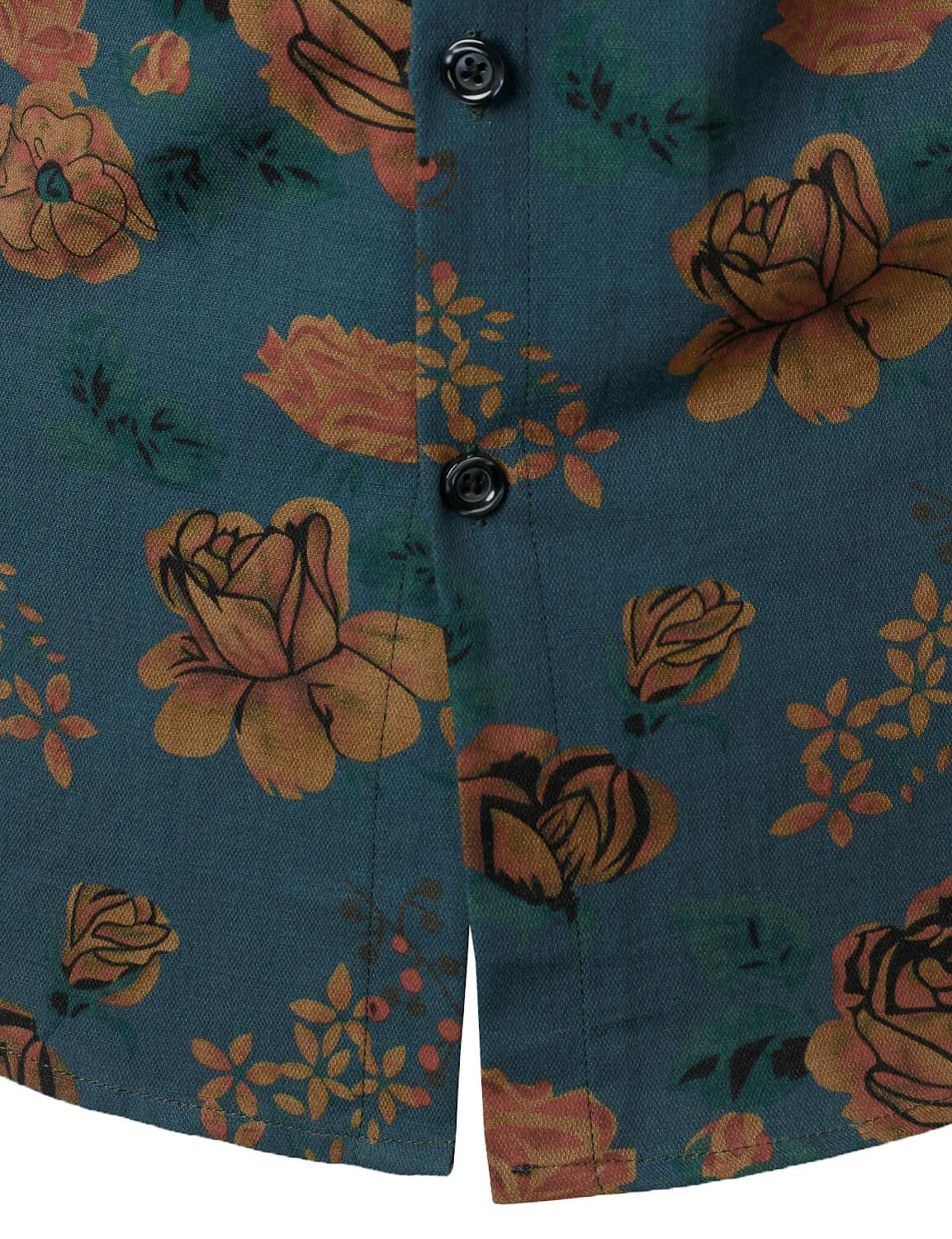 Men's Vintage Floral Blue Long Sleeve Button Up Shirt