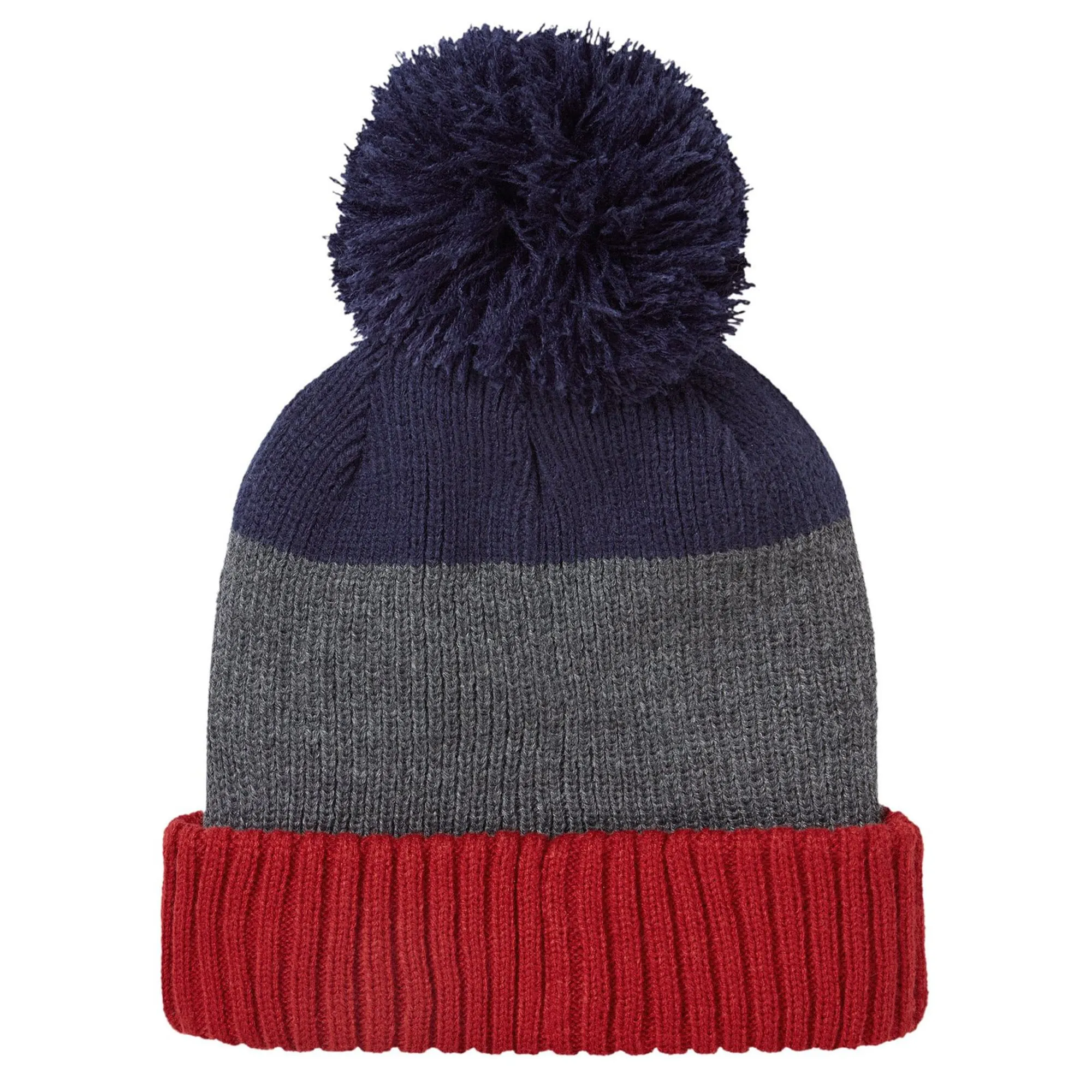 Mens Waterproof Thermal Roll Cuff Striped Beanie Hat