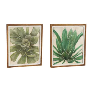 Metal Floral Wall Décor with Wood Frame, 2 Assorted,6awd608