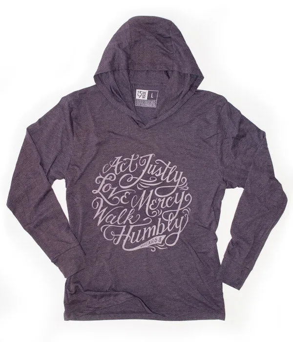 Micah 6:8 Unisex Lightweight Hoodie – Purple