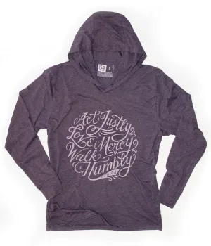 Micah 6:8 Unisex Lightweight Hoodie – Purple
