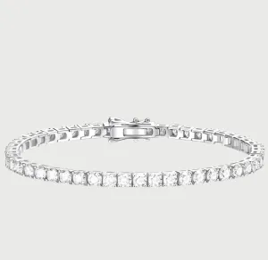 Moissanite Diamond Sterling Silver Tennis Bracelet in White/Yellow Gold