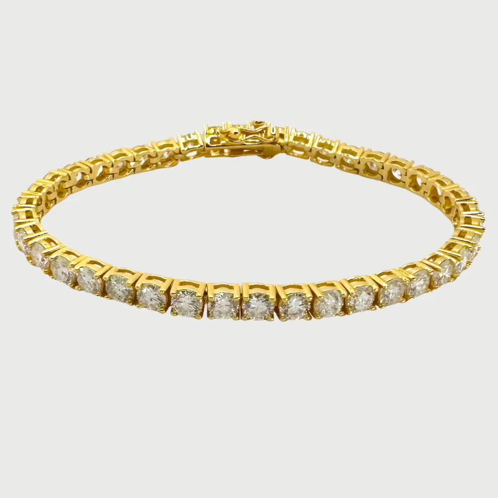 Moissanite Diamond Sterling Silver Tennis Bracelet in White/Yellow Gold