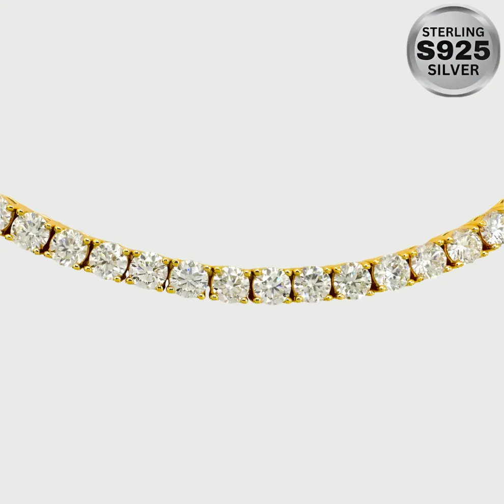 Moissanite Diamond Sterling Silver Tennis Bracelet in White/Yellow Gold