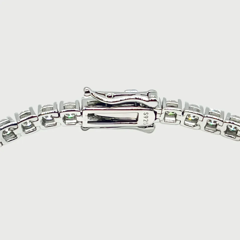 Moissanite Diamond Sterling Silver Tennis Bracelet in White/Yellow Gold