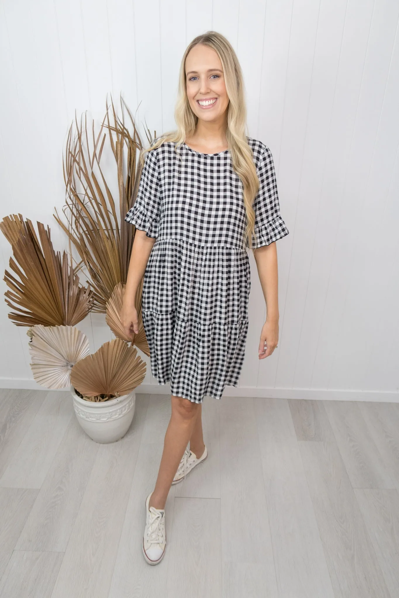 Nancy Dress- Black/white gingham