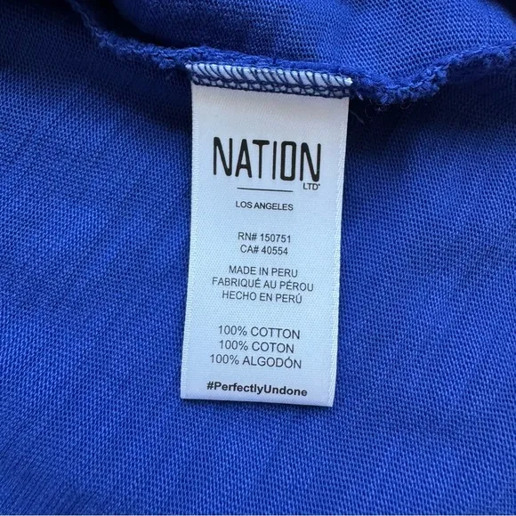 Nation LTD Los Angeles Sevan Tank Midi Dress Size S Cobalt Blue Cotton Side Slit