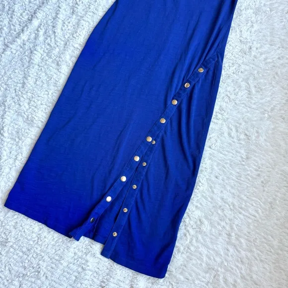 Nation LTD Los Angeles Sevan Tank Midi Dress Size S Cobalt Blue Cotton Side Slit