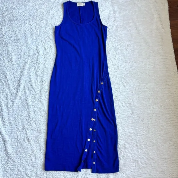 Nation LTD Los Angeles Sevan Tank Midi Dress Size S Cobalt Blue Cotton Side Slit