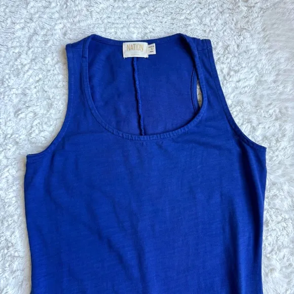 Nation LTD Los Angeles Sevan Tank Midi Dress Size S Cobalt Blue Cotton Side Slit